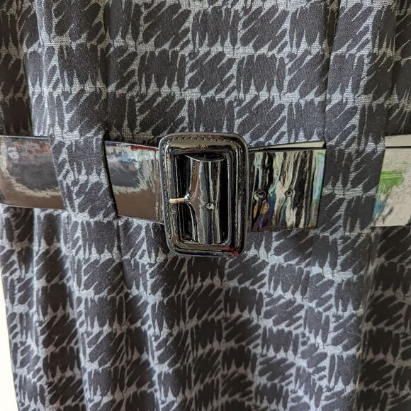 Calvin Klein elegant gray geometric pattern belted smart work dress size 8 - Picture 6 of 10